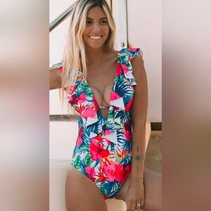 Sporlike Tropical Floral Swimsuit